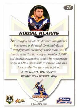 2001 Select Impact #74 Robbie Kearns Back
